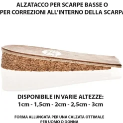 Alzatacco 2.5cm Rigido per Rialzare il Tallone delle Scarpe