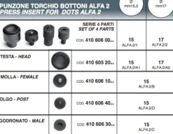 Punzone da Torchio per Montare Bottoni a Pressione 15mm Completo