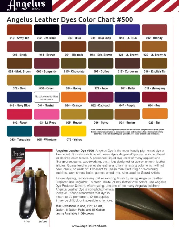 Tintura Penetrante per Pelle Liscia e Vernice Angelus Leather Dye